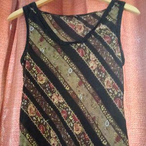 J. Crew 100% Washed Silk Rose-Print Cami/Tank (M)